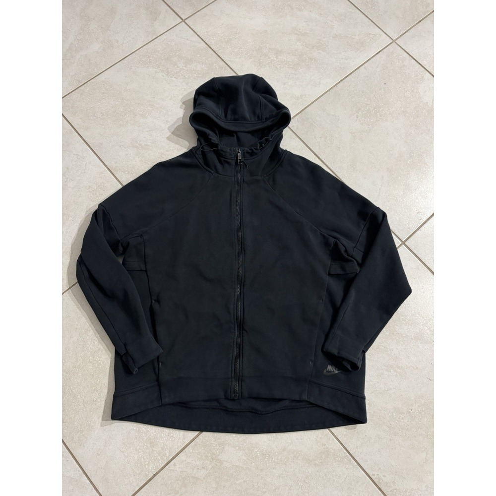 Nike Tech Fleece Jacket Women XL Black Full Zip Sportswear Full Zip Hooded